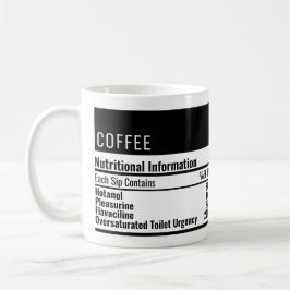 Engraçado café Informações nutricionais caneca