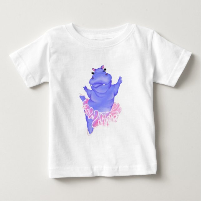 Engraçado Camiseta Ballerina Balé Dancer Hippo (Frente)