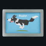 Engraçado Cão da Borda Collie executando desenho a<br><div class="desc">Este design divertido de cão apresenta o nosso collie de fronteira desenhado em estilo de ilustração de desenho animado feliz para amantes deste lindo companheiro canino.</div>