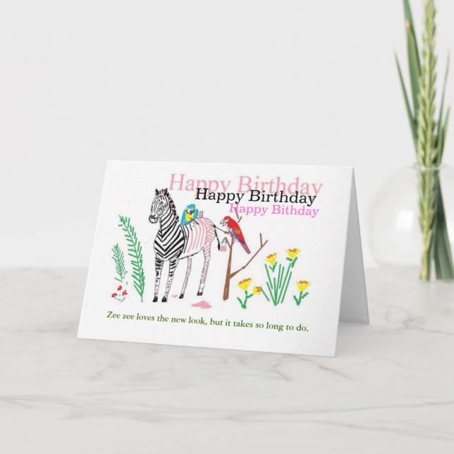 Engraçado cartão de aniversário para ela. (Frente)