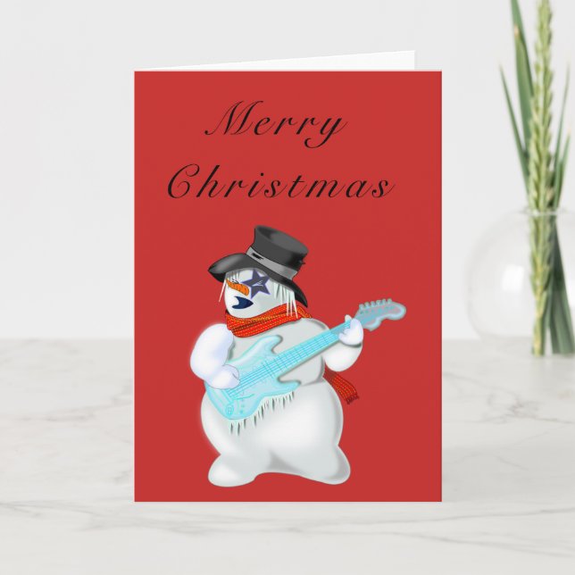 Engraçado Cartão de Natal Rock Música Guitarista S (Frente)