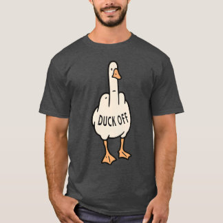 Engraçado Cartoon Duck T-Shirt com "DUCK OFF"
