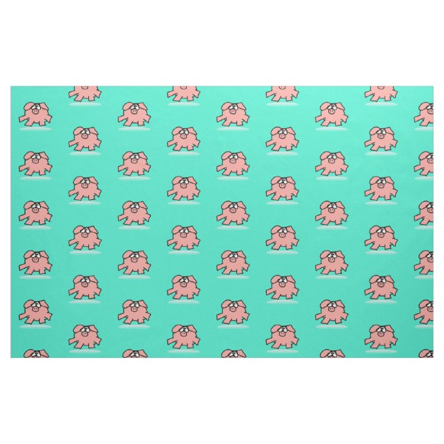 Engraçado Cartoon Pig Year 2019 escolhe Tecido de  (Fat Quarter)