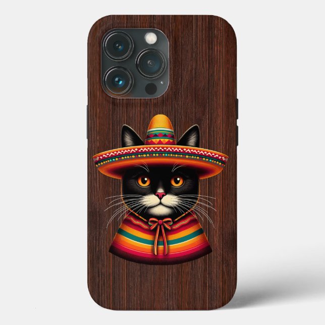 Engraçado Cinco De Mayo Sombrero Festiva Cat Mexic (Verso)