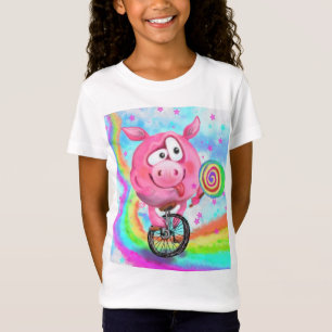 Engraçado Circo de Camisa T Acrobat Porco com Loll
