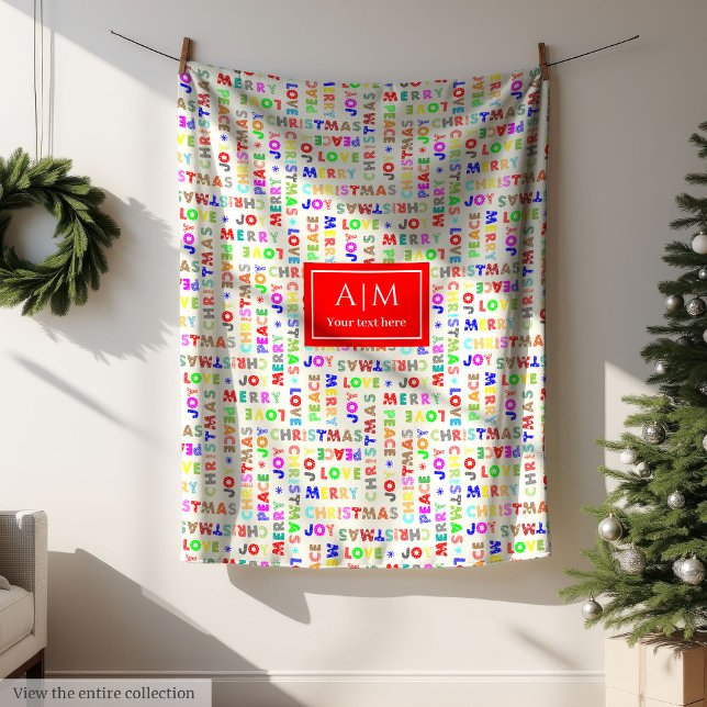 Engraçado colorido cobertor de Natal (Funny colorful Christmas lettering holiday blanket)