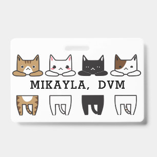 Engraçado Crachá de Quadro de Gato Multicolorido
