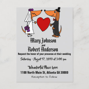 Engraçado Dachshund Bride e Convite para Casamento