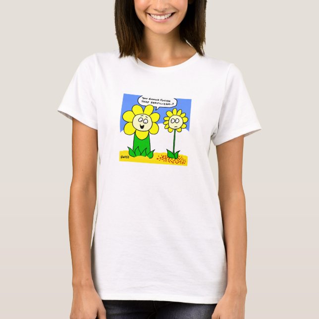 Engraçado Dieteiro Flor Cartoon Damas T-Shirt (Frente)