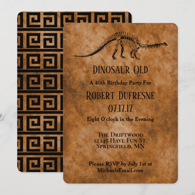 Engraçado Dinossauro Antigo Convite de aniversário (Frente/Verso)