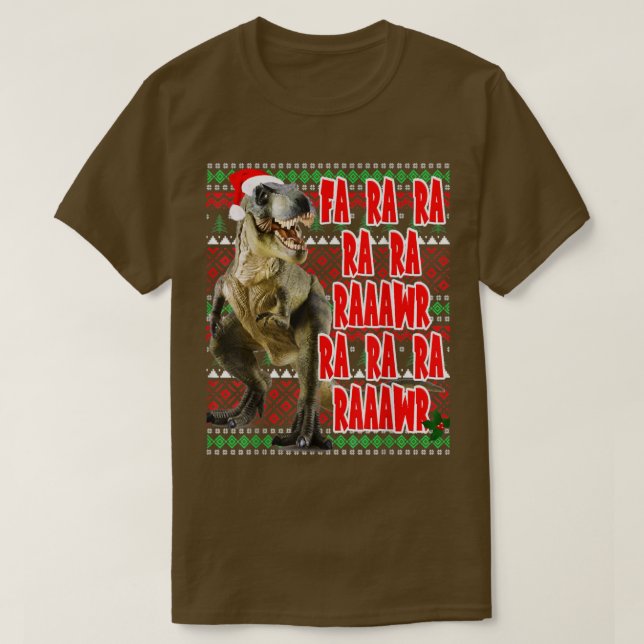 Engraçado Dinossauro T-rex Suéteres de Natal Feios (Frente do Design)