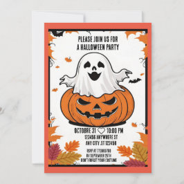 Engraçado Fantasma e Abóbora, convite para festa d