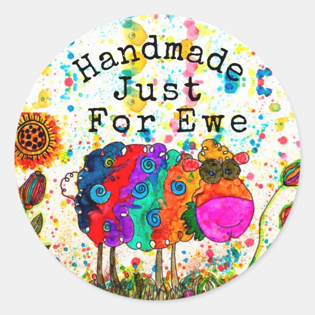 Engraçado feito à mão para os adesivos de ovelha (Frente)