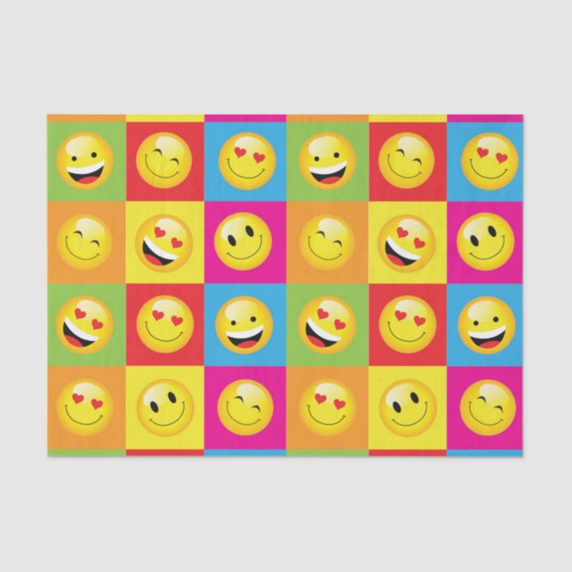 Engraçado Feliz Emoji Smilie Enfrenta Papel de Fes (Frente )