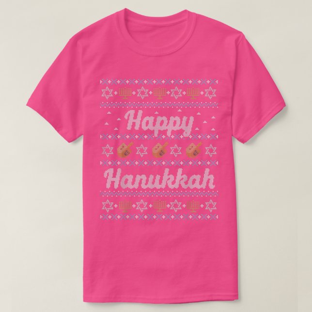 Engraçado Feliz Hanukkah Suéter Feio Drei Judeu (Frente do Design)