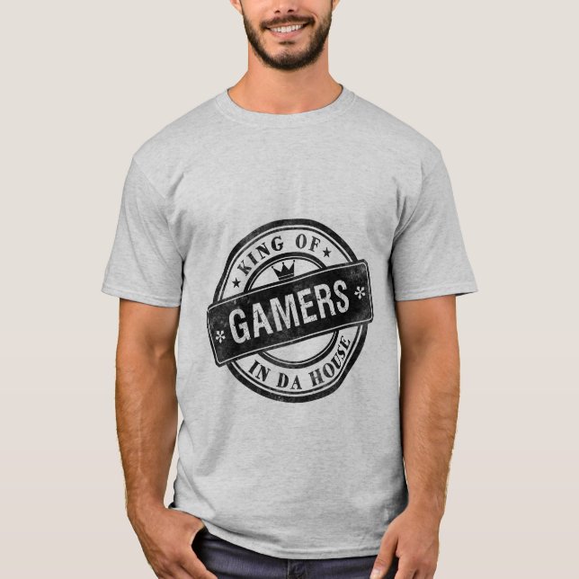 Engraçado Gaming Grunge T-shirt Rei dos Gamers (Frente)