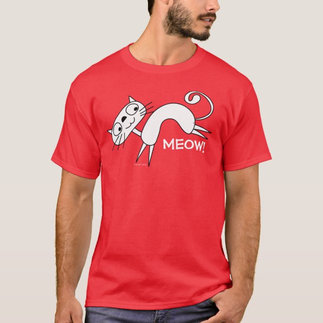 Engraçado Gato Meow T-Shirt 9 (Frente)