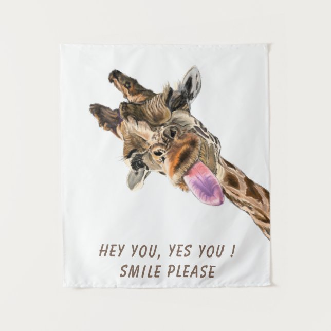 Engraçado Girafa Tapeçaria - Texto Personalizado (Frente)