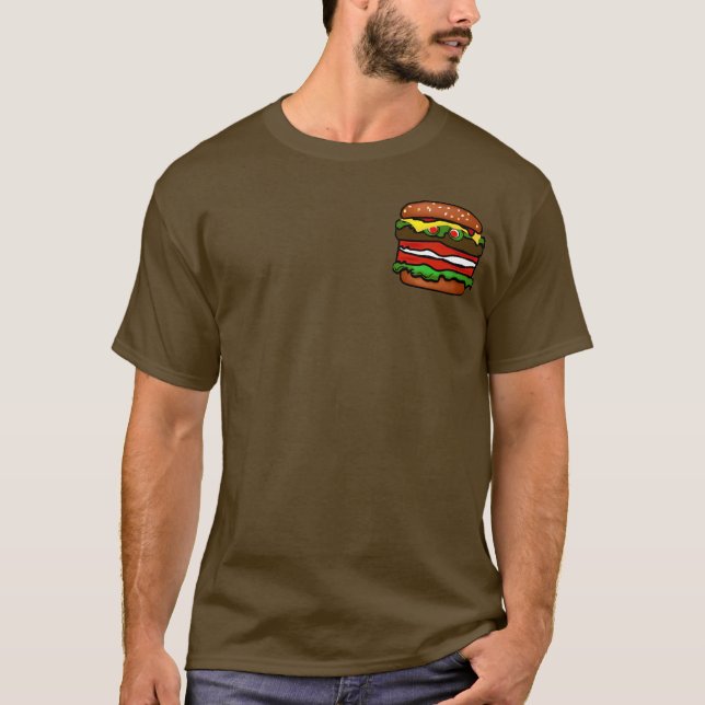 Engraçado Hamburger Mens Brown T-shirt (Frente)