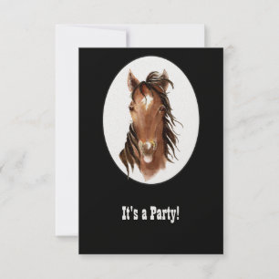 Engraçado Horse Ocidental Tema Birthday Convite P
