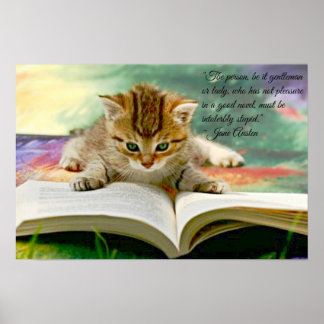 Engraçado Jane Austen Quote e Kitten Poster