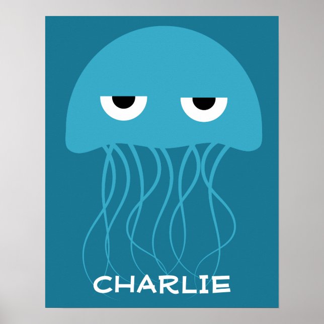Engraçado Jellyfish, nome personalizado poster (Frente)