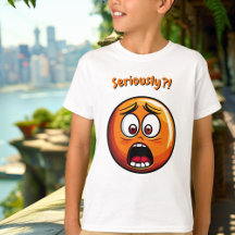 Engraçado Laranja Chocado Emoji Kids T-Shirt