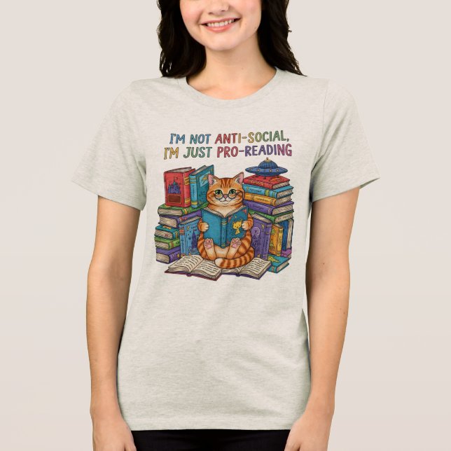 Engraçado Leitura De Camiseta De Gato - Presente D (Frente)