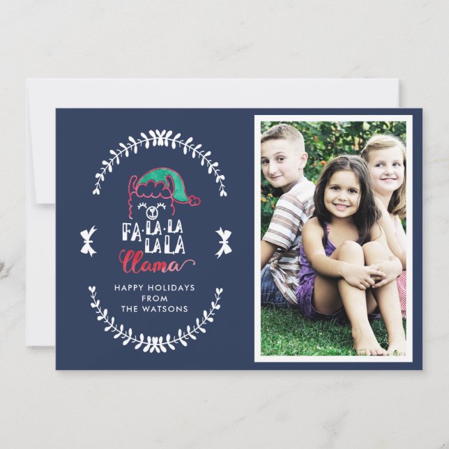 Engraçado Llama Cita Natal Dizendo Feriado Fotográ (Frente)