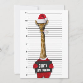 Engraçado Mugshot Guilty Giraffe Convite de Natal