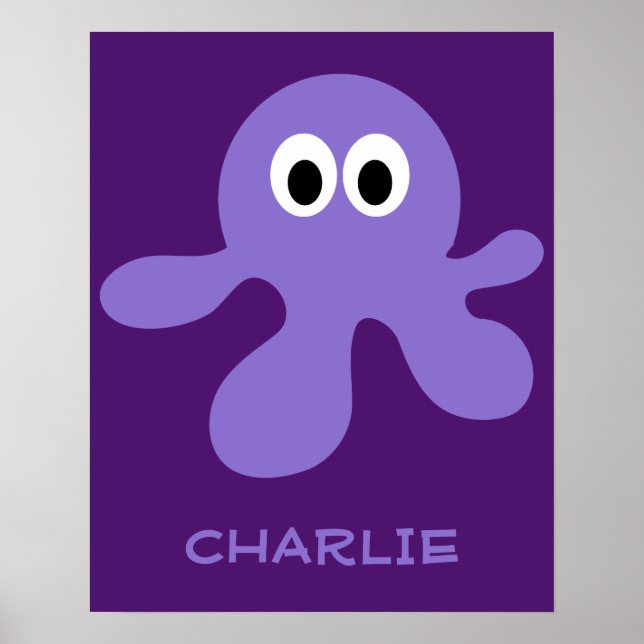 Engraçado Octopus com nome personalizado poster (Frente)