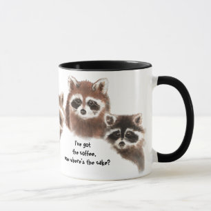 Engraçado, onde está o bolo, caneca Raccoon, anima