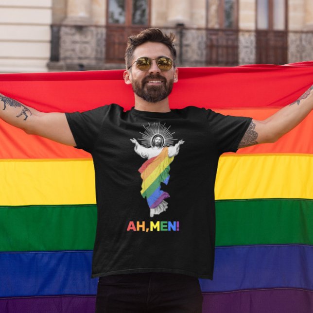Engraçado Orgulho gay AH, HOMENS! Camiseta (Criador carregado)