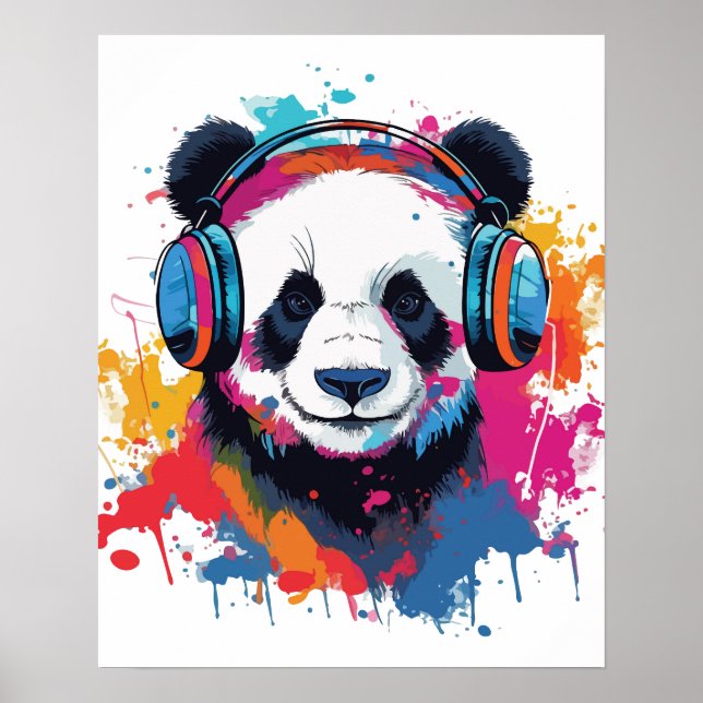 Engraçado Panda aquarela Poster (Frente)