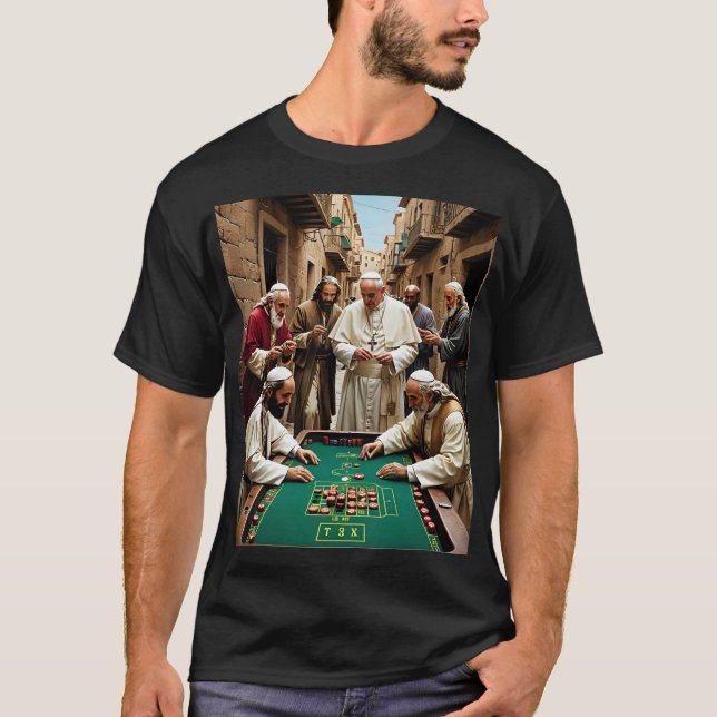 Engraçado papa católico jogando camiseta (Frente)