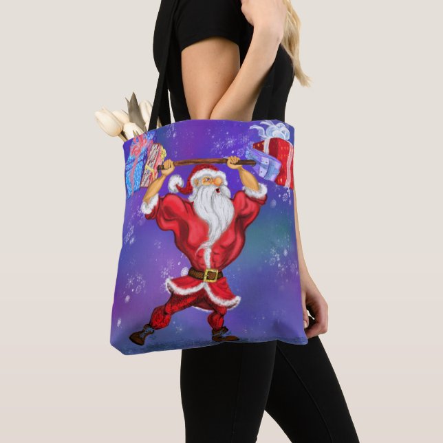 Engraçado Papais noeis de Bodybuilder Tote Bag de  (Close Up)
