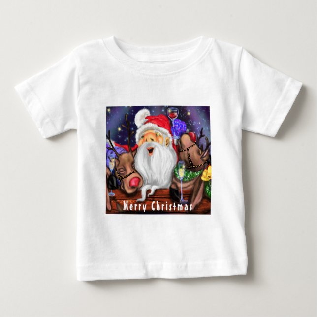 Engraçado Papais noeis de camisetas de Natal com r (Frente)