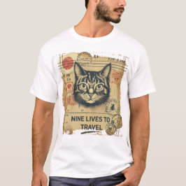 Engraçado Passaporte de Gato T-Shirt Nove Vive até
