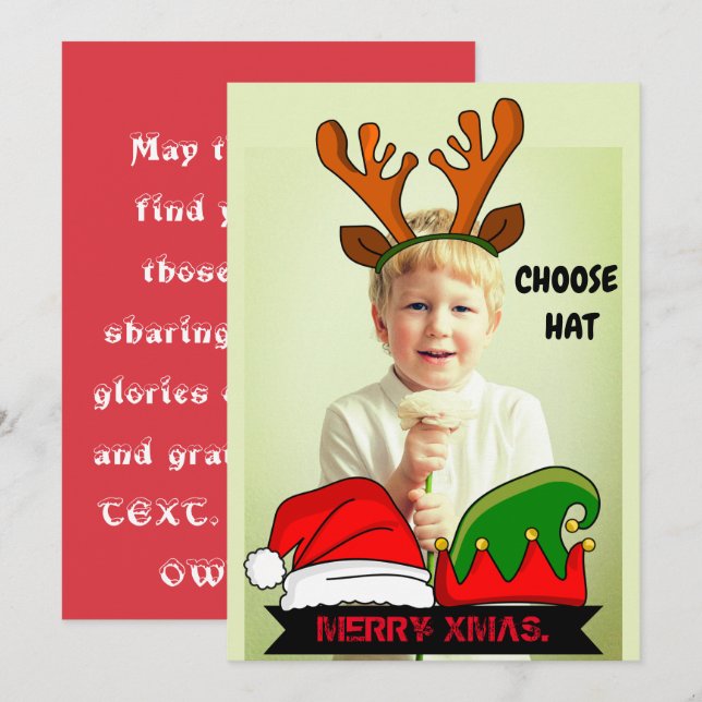 Engraçado, personalizado Xmas. Hats Convite (Frente/Verso)