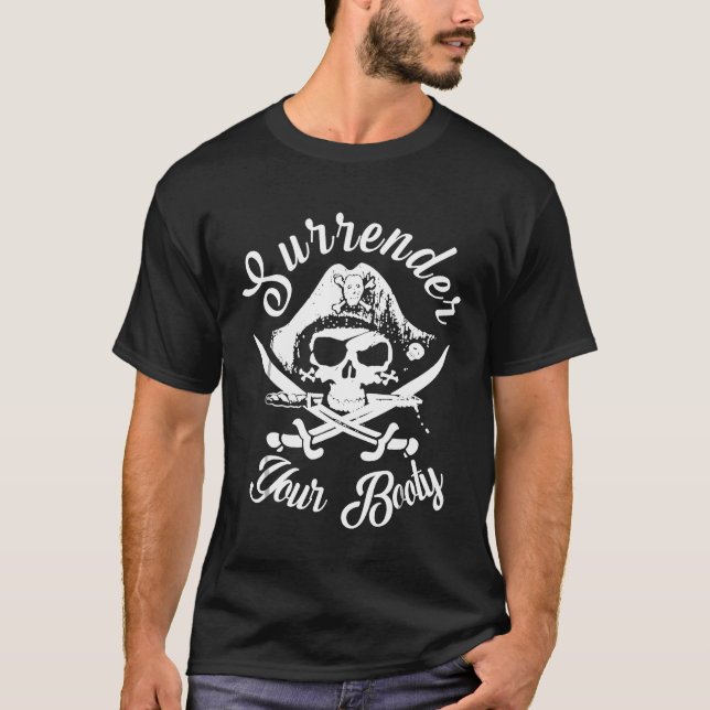 Engraçado Pirata Camisa Crianças Adultos Renúncia (Frente)
