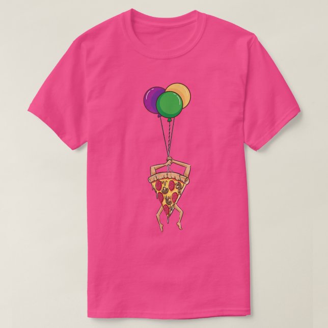 Engraçado Pizza Balão T-Shirt (Frente do Design)