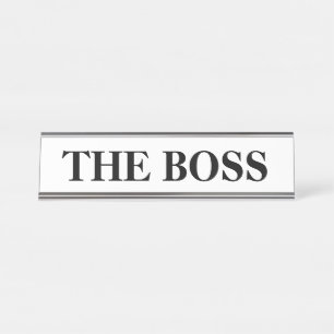 Engraçado placa de nome da mesa "The Boss"