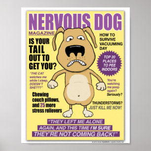 Engraçado Poster da Revista Nervosa de Cachorros