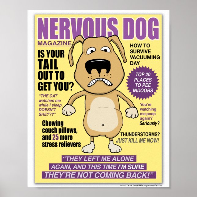 Engraçado Poster da Revista Nervosa de Cachorros (Frente)