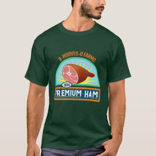 Engraçado "Premium Ham", Camisa Verde Profunda