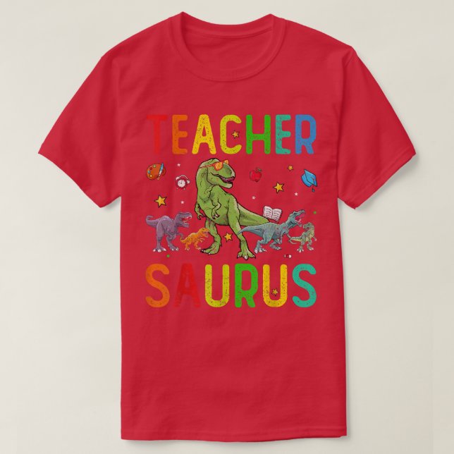 Engraçado Professor Dinossauro Camisa Teachersauru (Frente do Design)