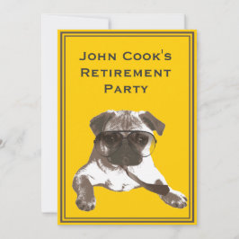 Engraçado Pug com Convite de festas de aposentador