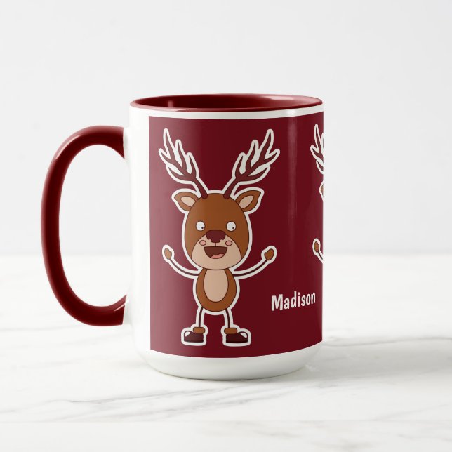 Engraçado Reindeer com canecas personalizadas (Esquerda)
