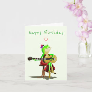 Engraçado Sapo De Cartão De Aniversário Tocando Vi