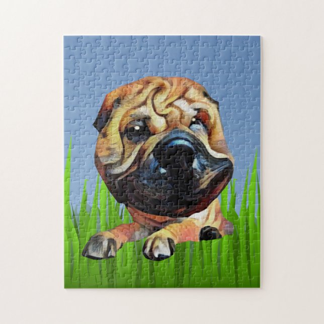Engraçado Shar Pei Dog 252 Piece Quebra-cabeça (Vertical)
